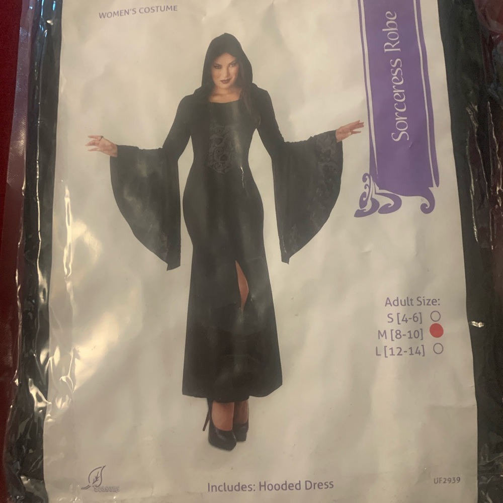 Black Hooded Sorceress Robe Costume size Medium